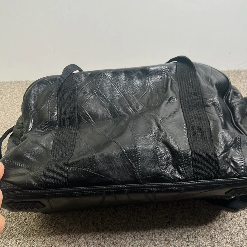 Black leather Bay Area celebrity/AM golf tournament bag